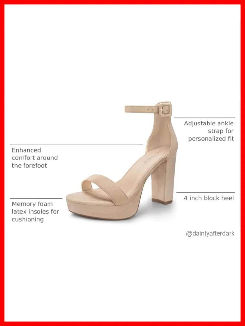 Women's Chunky Platform Heeled Sandals 4 Inch Block Heel Adjustable Ankle Strap